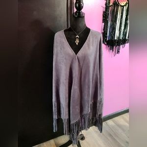 🩶Grey Faux Suede Cape NWOT